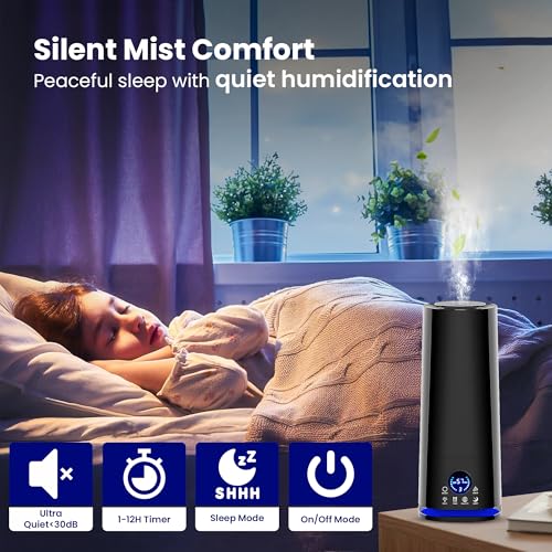 XENGVA Humidifire for Room Moisture, Aroma Diffuser for Home, Mist Maker, Cool Mist Humidifier, Small Quiet Air Humidifier, Ultrasonic Essential Oil Diffuser Electric (H2O Multicolor) (Black) - Image 2