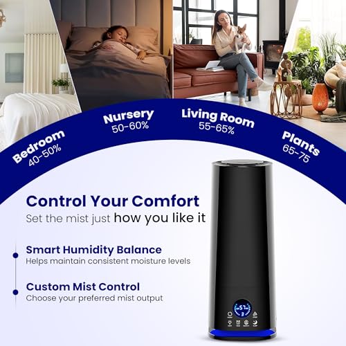 XENGVA Humidifire for Room Moisture, Aroma Diffuser for Home, Mist Maker, Cool Mist Humidifier, Small Quiet Air Humidifier, Ultrasonic Essential Oil Diffuser Electric (H2O Multicolor) (Black) - Image 5