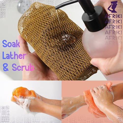 AFRIKI African Net Sponge – Exfoliating Body Scrubber, Black Owned & Rooted in Africa, All Skin Types | 45 in Long (Lilac) - Image 5