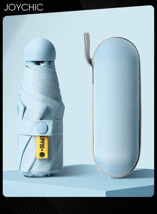 Joychic مظلة حماية من الأشعة فوق البنفسجية UPF 50+ صغيرة للسفر خفيفة الوزن مظلة جيب زرقاء - Image 1