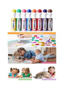 JOLLITY LLC Washable Dot Markers Kit, 8 Colors Paint (60 ml) Water-Based Non-Toxic Bingo Art Daubers for Kids Children (3+)  - Image 3