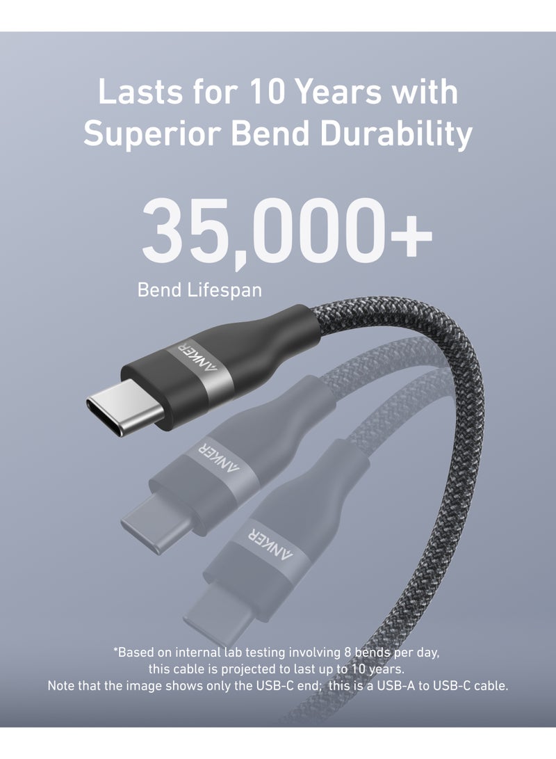 كابل USB إلى USB C لتشغيل السيارة Carplay لهاتف iPhone17/16، كابل شاحن سيارة مضفر معاد تدويره من USB A إلى USB C لهاتف Samsung Note20 والمزيد (USB 2.0، 3 أقدام) - Image 3