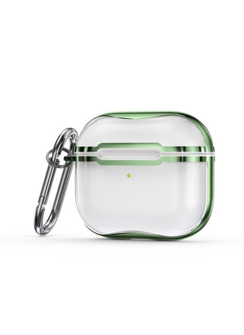 Case Cover Electroplating Frame + Transparent TPU Earphone Protective Case with Hook For AirPods 3 Transparent + Green