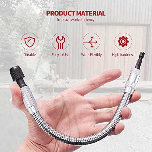 ColumPRO Hex Shank Screwdriver Quick Flexible Drill Bit Extension with Magnetic Right angle Drill Adapter,11.5" Long Flexible Drill Bit Extension - Image 4