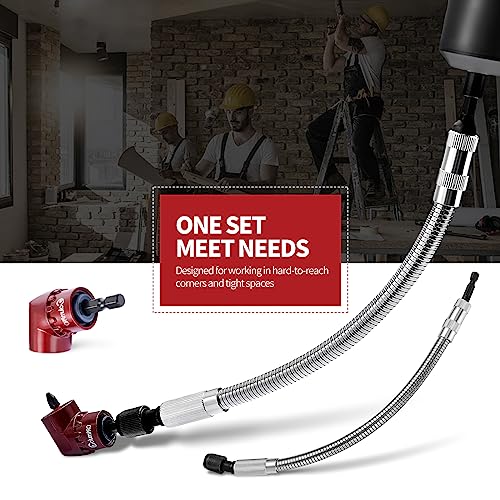ColumPRO Hex Shank Screwdriver Quick Flexible Drill Bit Extension with Magnetic Right angle Drill Adapter,11.5" Long Flexible Drill Bit Extension - Image 2