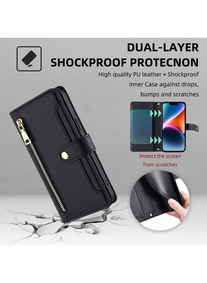 Zaboon Case For iPhone 12 Pro Max Sheep Texture Cross-body Zipper Wallet Leather Phone Case - Image 4
