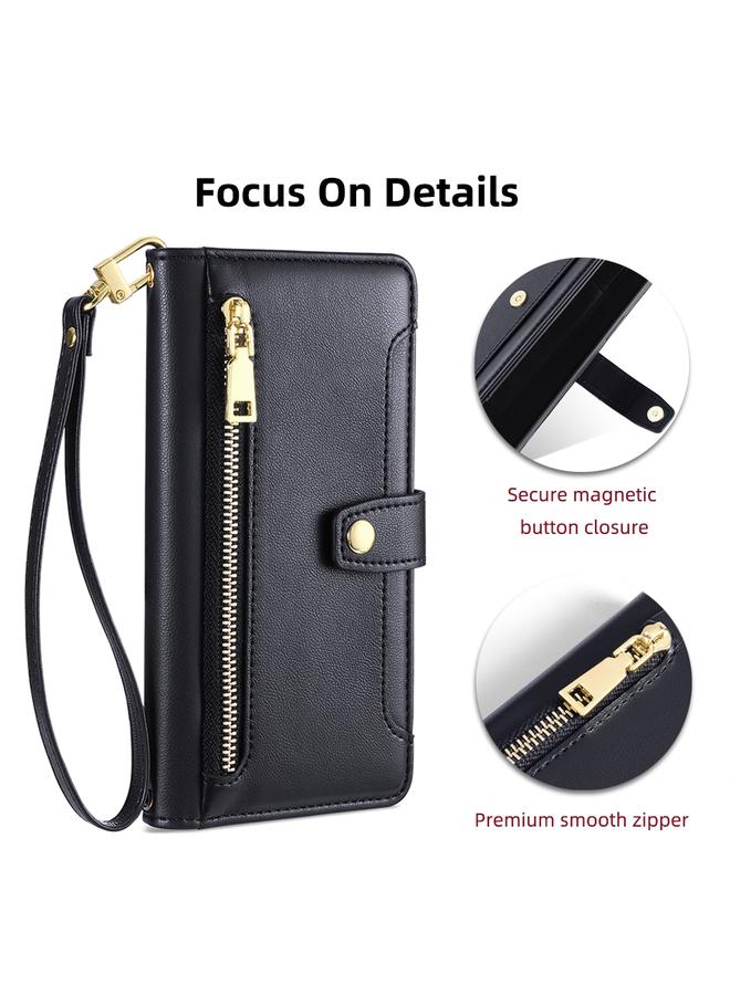Zaboon Case For iPhone 12 Pro Max Sheep Texture Cross-body Zipper Wallet Leather Phone Case - Image 2