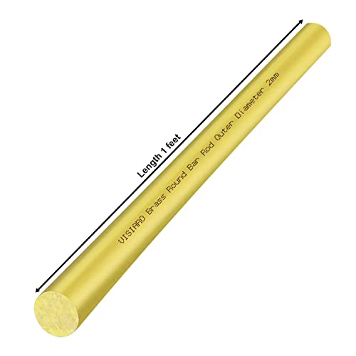 Visiaro Hard Brass Round Bar Rod, 1ft, Outer Dia 2 mm, Pack of 10 - Image 4
