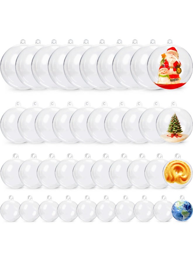 Chielor 40 Pack Clear Acrylic Ball Ornaments, Plastic Christmas Fillable Ornaments, DIY Transparent Fillable Decoration Balls for Christmas Tree, Wedding, Party and Home Hanging Decor, 4 Size - Image 1