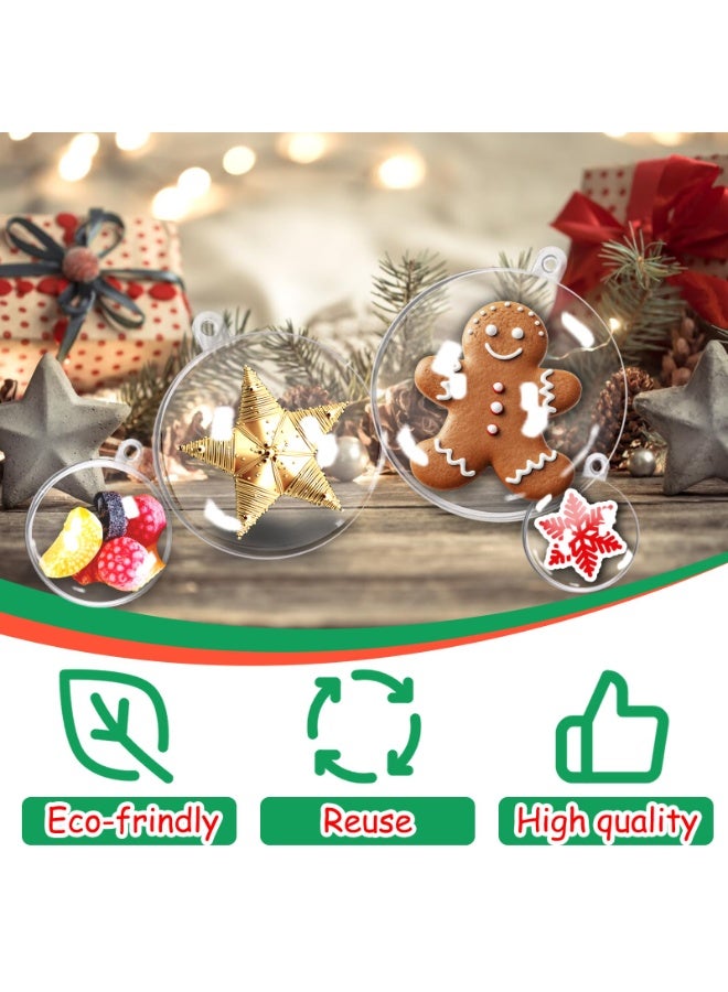 Chielor 40 Pack Clear Acrylic Ball Ornaments, Plastic Christmas Fillable Ornaments, DIY Transparent Fillable Decoration Balls for Christmas Tree, Wedding, Party and Home Hanging Decor, 4 Size - Image 3