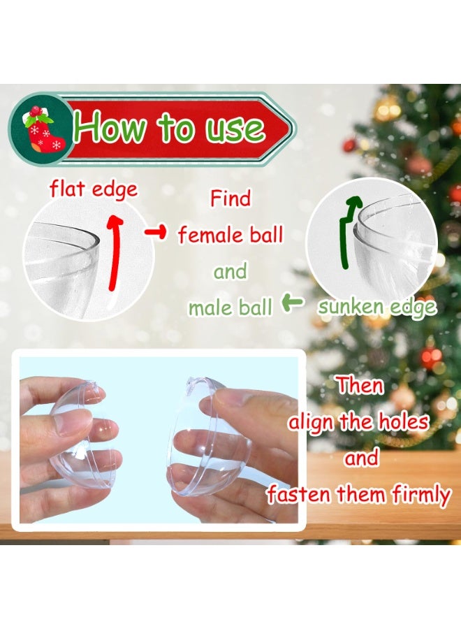 Chielor 40 Pack Clear Acrylic Ball Ornaments, Plastic Christmas Fillable Ornaments, DIY Transparent Fillable Decoration Balls for Christmas Tree, Wedding, Party and Home Hanging Decor, 4 Size - Image 4