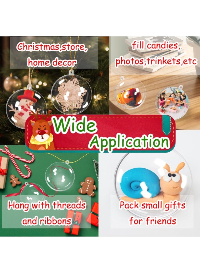 Chielor 40 Pack Clear Acrylic Ball Ornaments, Plastic Christmas Fillable Ornaments, DIY Transparent Fillable Decoration Balls for Christmas Tree, Wedding, Party and Home Hanging Decor, 4 Size - Image 5