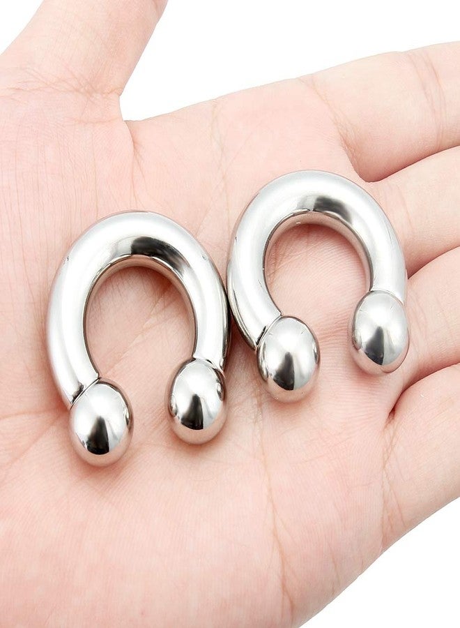 Ftovosyo 2Pcs PA Ring Horseshoe Circular Barbell 316L Surgical Steel Internally Threaded 00G 0G 2G 4G 6G 8G Pierced Body Jewelry for Women 12mm 16mm 19mm - Image 3
