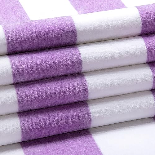 HENBAY Cotton Oversized Beach Towel - Large 70 x 35 Inch Pool Towel, Purple Striped Quick Dry Swimming Cabana Towel - Image 2