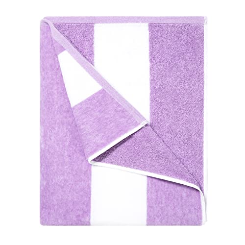 HENBAY Cotton Oversized Beach Towel - Large 70 x 35 Inch Pool Towel, Purple Striped Quick Dry Swimming Cabana Towel - Image 1