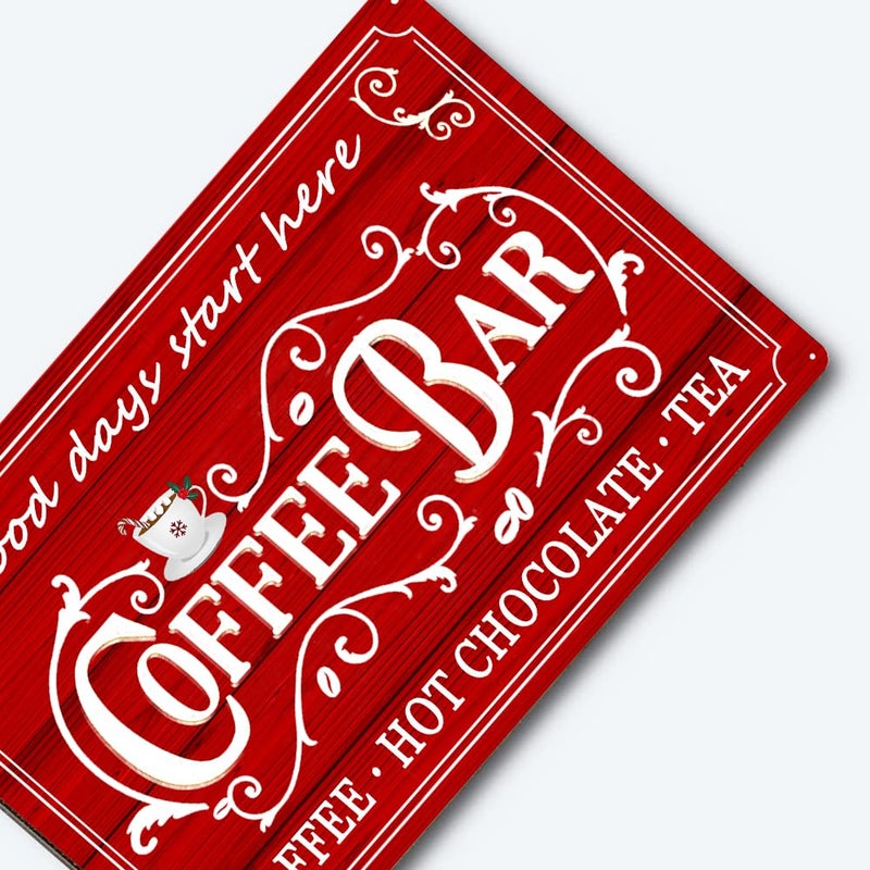 tosles Vintage Metal Sign - Coffee & Tea Bar Decor - Christmas & Hot Cocoa Station - 8 x 12 Inch - Image 3