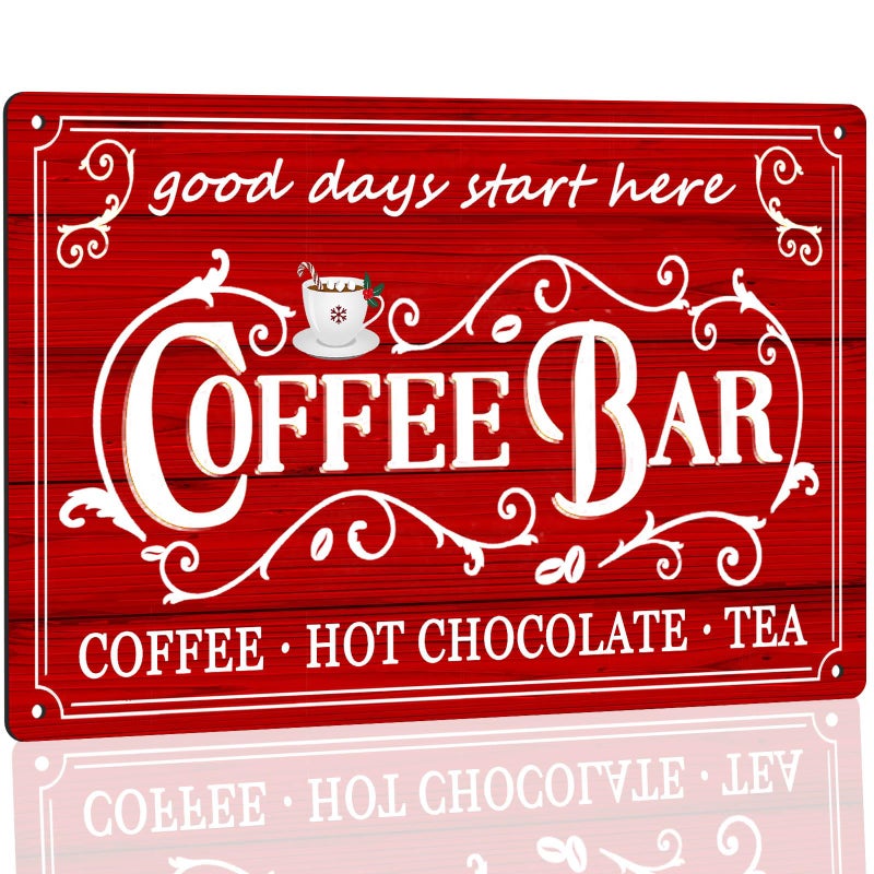 tosles Vintage Metal Sign - Coffee & Tea Bar Decor - Christmas & Hot Cocoa Station - 8 x 12 Inch - Image 1