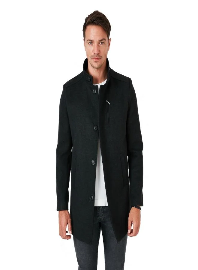 Buratti  Buratti Slim Fit Buttoned Stand Collar Cashmere Coat Men's COAT 5840099 for Men | Best Price UAE