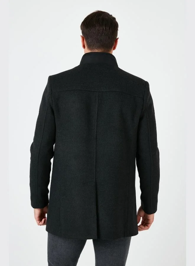 Buratti  Buratti Slim Fit Buttoned Stand Collar Cashmere Coat Men's COAT 5840099 for Men | Best Price UAE