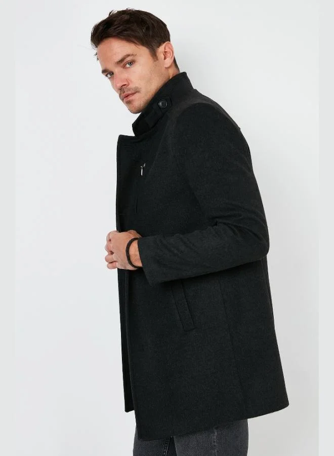 Buratti  Buratti Slim Fit Buttoned Stand Collar Cashmere Coat Men's COAT 5840099 for Men | Best Price UAE