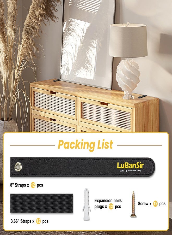 LuBanSir Furniture Anchors, 12 Pack Furniture Wall Anchor Straps for Dresser, Shelves, Bookcase Anti-Tip Safety - Image 4