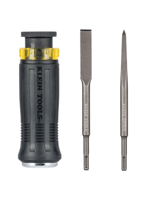 Klein Tools 32753SD SDS Demolition Screwdriver, Flat Chisel and Bull Point Tips, Use with Rotary Hammer Drills and Handheld Pry Bars, 3-Piece