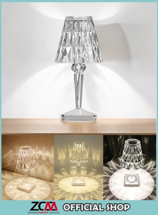 زي سي إم - هابي مصباح مكتبي LED كريستالي أكريليك قابل لإعادة الشحن عبر USB - ضوء ليلي للتحكم باللمس لغرفة النوم والمكتب وديكور المنزل - Image 1