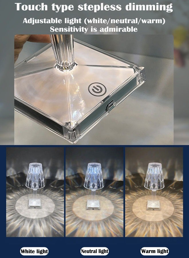 زي سي إم - هابي مصباح مكتبي LED كريستالي أكريليك قابل لإعادة الشحن عبر USB - ضوء ليلي للتحكم باللمس لغرفة النوم والمكتب وديكور المنزل - Image 3