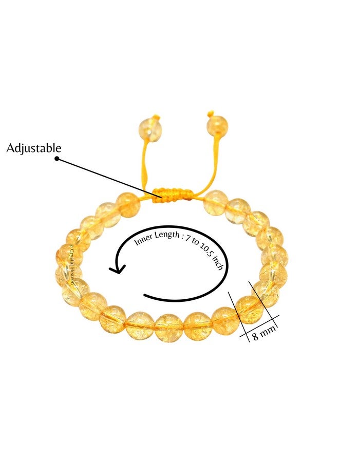 Crystal Heaven Certified Natural Healing Bracelet For Women Men - Aaa Grade Original Healing Gemstone Adjustable Bracelet For Yoga Reiki Meditation Feng Shui (Citrine) - Image 2