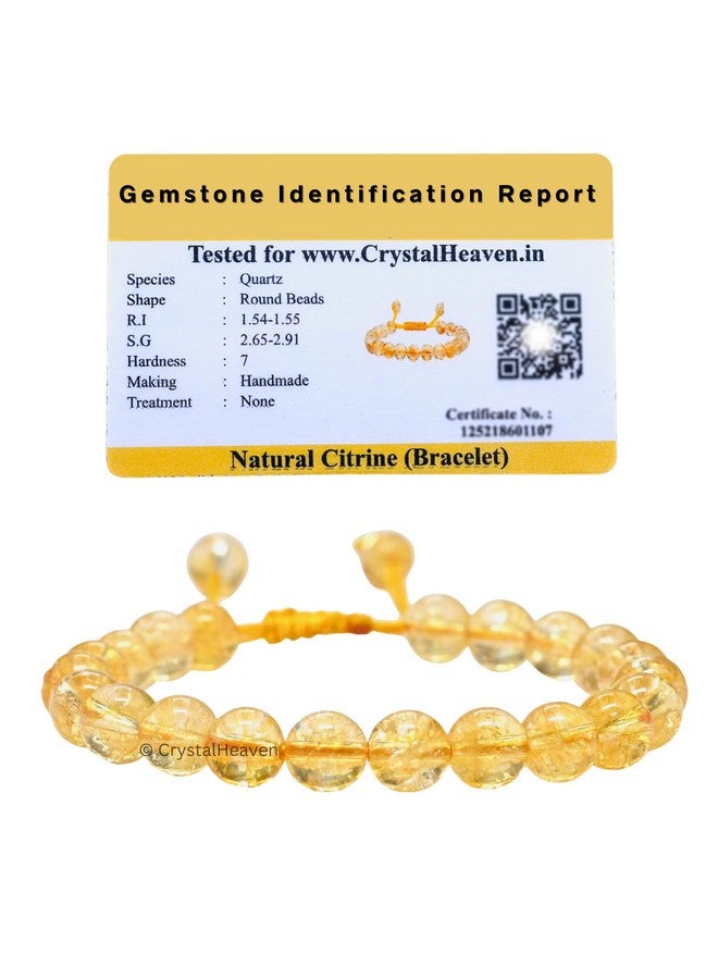 Crystal Heaven Certified Natural Healing Bracelet For Women Men - Aaa Grade Original Healing Gemstone Adjustable Bracelet For Yoga Reiki Meditation Feng Shui (Citrine) - Image 1