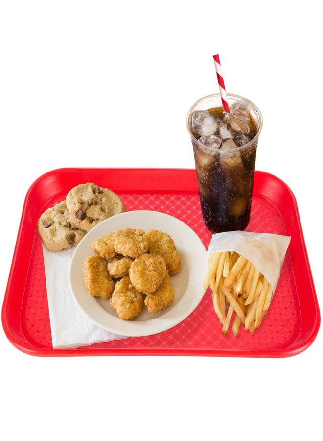 Back of House Ltd. Fast Food Cafeteria Tray | 10 x 14 Rectangular Textured Plastic Food Serving TV Tray | School Lunch, Diner, & Commercial Kitchen Restaurant Equipment (Blue) - Image 2