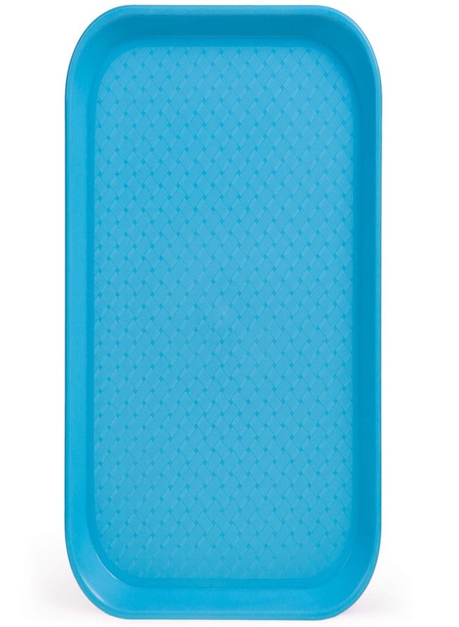 Back of House Ltd. Fast Food Cafeteria Tray | 10 x 14 Rectangular Textured Plastic Food Serving TV Tray | School Lunch, Diner, & Commercial Kitchen Restaurant Equipment (Blue) - Image 1