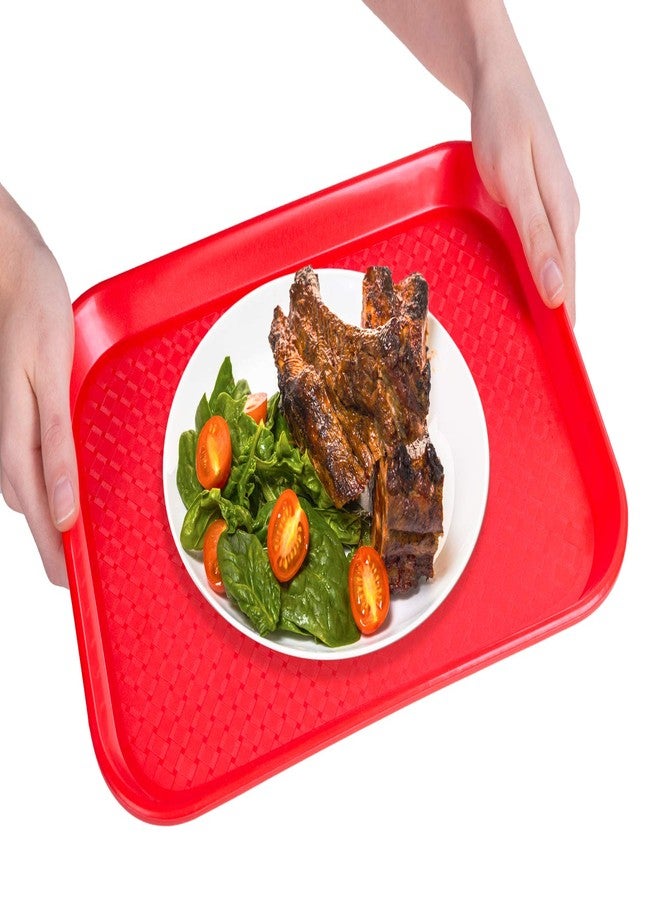 Back of House Ltd. Fast Food Cafeteria Tray | 10 x 14 Rectangular Textured Plastic Food Serving TV Tray | School Lunch, Diner, & Commercial Kitchen Restaurant Equipment (Blue) - Image 3