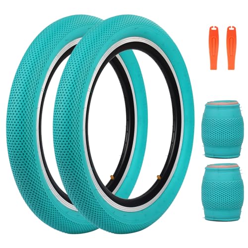 BALINGE 20 x 24 inch Bike tire Black BMX tire 20 inch 2 Pack 20 Bike TiresKids Bike Tires Folding Replacement Tires Suitable for Bicycle Tires 20x22 20x235 20x2420x25Cerulean Blue 2 Tire