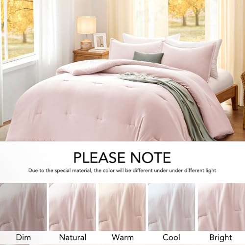 Quataly King Comforter Set Blushpink,3PCS Soft Lightweight Breathable Bedding Comforter Sets for All Season, King Size(104''×90'' Comforter & 2 Pillowcases) - Image 5