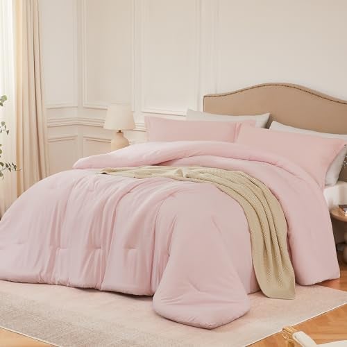 Quataly King Comforter Set Blushpink,3PCS Soft Lightweight Breathable Bedding Comforter Sets for All Season, King Size(104''×90'' Comforter & 2 Pillowcases) - Image 1