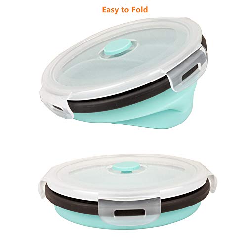 CARTINTS Blue Silicone Collapsible Food Storage Containers-Prep/Storage Bowls with Lids - Round Silicone Lunch Containers - Microwave and Freezer Safe Set of 3 - Image 5