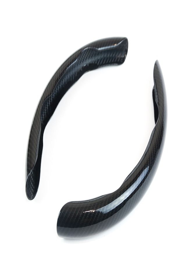Carbon Fiber Anti-Skid Steering Wheel Cover Protector, 2 Pcs Segmented Steering Wheel, Durable, Easy to Install - Black Matt - Image 1