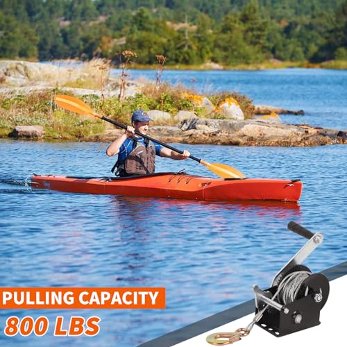 Dawot 800lbs Boat Trailer Winch, Heavy Duty Hand Crank Winch with 33ft Steel Cable, 3.2:1 Ratio Gear & 2 Way Ratchet - Image 4