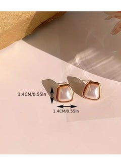 Home Clearance Sale Vintage Elegant Square Imitation Pearl Stud Earrings for Women - Hypoallergenic 925 Sterling Silver Ear Needle, Alloy Base, Daily Wear Fashion Jewelry, All Season Accessory  - Image 3