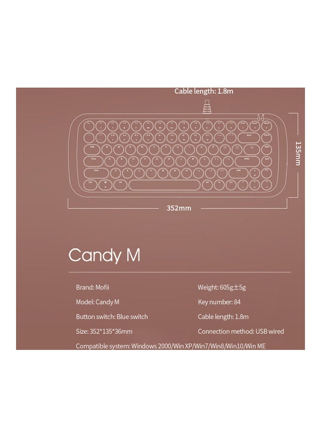 Mofii Candy M Wired Mechanical 84 Keys Gaming Keyboard With Blue Switch White Backlight Multimedia Shortcuts - Image 2