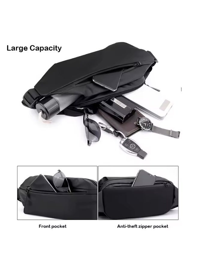 SamoDani Waist Bag with Anti-Theft Zipper – Large Capacity Fanny Pack, Adjustable Belt, Premium Buckle, Travel Hip Bag for Men & Women, Black - Image 3