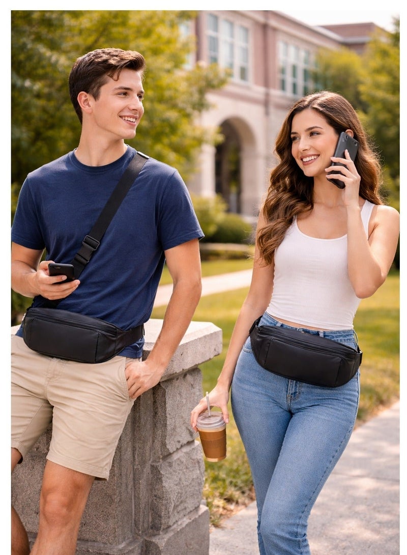 SamoDani Travel Waist Bag with Anti-Theft Zipper – Large Fanny Pack, Adjustable Belt, Premium Buckle, Hip Bag for Men & Women, Black - Image 2