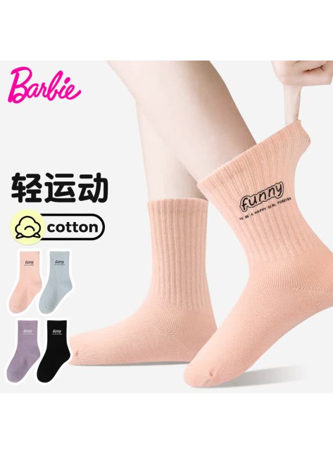 Barbie Children's Cotton Socks Girls Spring Autumn Short Socks Student Mid-calf Trendy Winter Socks - Image 1