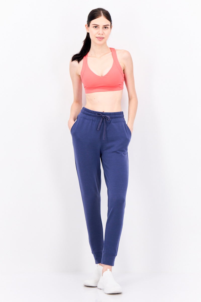 Hype Women Regular Fit Solid Jogger Pants, Slate Blue - Image 4