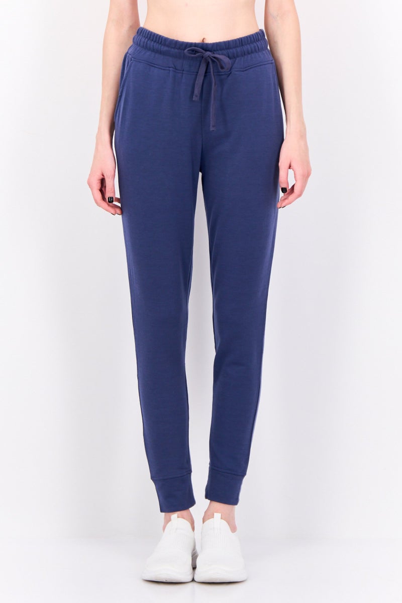 Hype Women Regular Fit Solid Jogger Pants, Slate Blue - Image 1