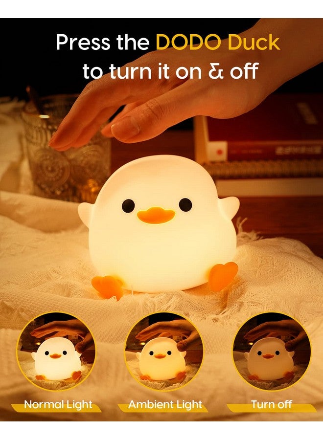Amaredom DoDo Duck Night Light, Cute Duck Lamp, Silicone Dimmable Nursery Nightlight, Rechargeable LED Bedside Lamp with 20 Minutes Timer & Tap Control Baby Girls Women Bedrooms, Living Room - Image 2