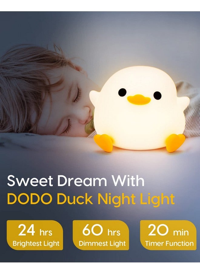 Amaredom DoDo Duck Night Light, Cute Duck Lamp, Silicone Dimmable Nursery Nightlight, Rechargeable LED Bedside Lamp with 20 Minutes Timer & Tap Control Baby Girls Women Bedrooms, Living Room - Image 4