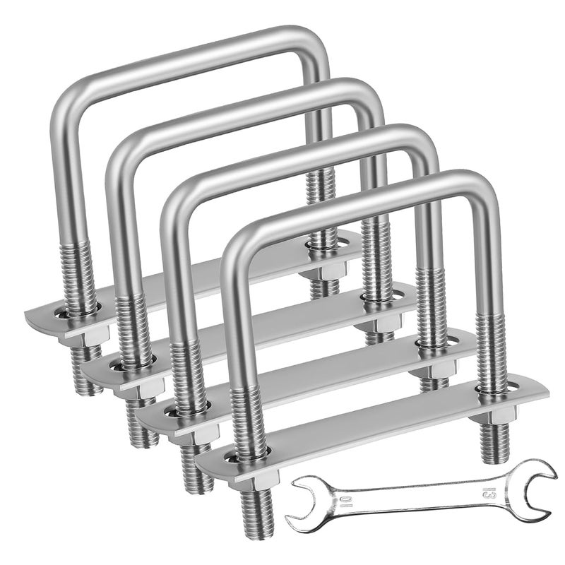Ciieeo 4pcs Stainless Steel u Bolts Square U-Bolts Frame Plates for Trailer Axles and Sailboats Heavy-Duty - Image 1
