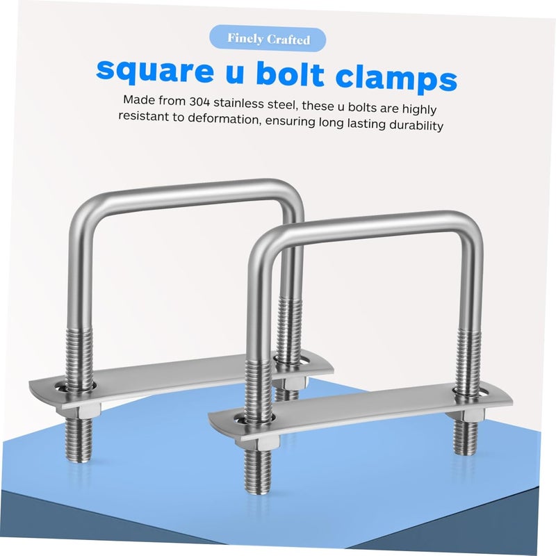 Ciieeo 4pcs Stainless Steel u Bolts Square U-Bolts Frame Plates for Trailer Axles and Sailboats Heavy-Duty - Image 3